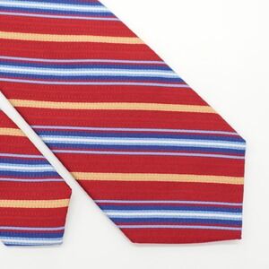 Haspel‎ Red Blue Gold Striped Woven Silk Tie